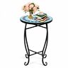 Op3552bl Costway Outdoor Indoor Accent Plant Steel Stand Rack Cobalt Table