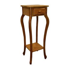 Ore International 843245161828 Plant Stand 32.5 Inch H Square Pedestal-type With Drawer Wood Brown