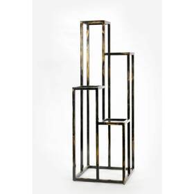 Lb-1713b Ore International Plant Stand 47.25 Inch H 4-tier Square Durable Metal Black/gold