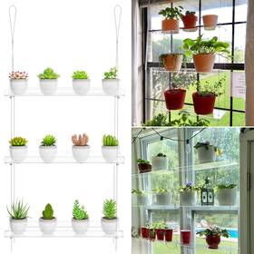 Otniap 628094576753 Indoor Window Wall Hanging Plant Stand - 3 Tier Holds 3-5 Small Flower Pots