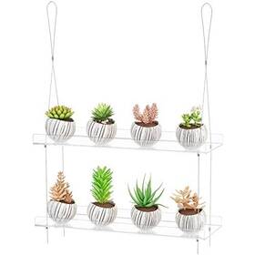 Otniap 659446698274 Acrylic Hanging Plant Shelves - Height Adjustable Clear 2-tier