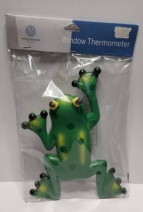 Outdoor Living Accents 099993260034 Frog Window Thermometer - Suction Mounted