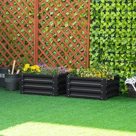 Outsunny 842525102230 2ft X 1ft 2-piece Raised Garden Bed Box With Gray