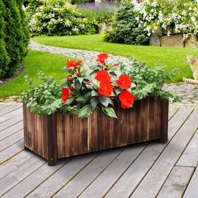 Outsunny 842525105460 Natural Rustic Distressed Wood Planter Box Brown