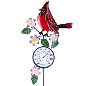 Pearlstar 760701204380 Outdoor Indoor Thermometer With Cardinal Metal Stake Outside Decorative Tempe