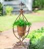 Pl6879 Wind Weather Antiqued Wrought Iron Plant Stand With Solar Light
