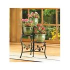 Plant Shelf Decor Pot Indoor Patio Garden 3 Stand Outdoor Iron Furniture Flower