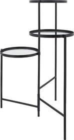 16563 Plant Stand Contemporary 3-layered Black Iron Glass Bronze