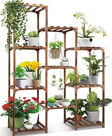 Plant Stand Indoor Outdoor Cfmour 10 Tire Tall Large Wood Shelf Multi Tier