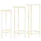 245937 Plant Stand Set 3 Pieces Vintage Style Metal Antique White