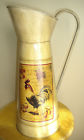 Planter 16 Pitcher Biege Fruit " Flower Rooster Pot Large Red Tin