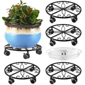 Planterhoma 774144339660 5 Pack Plant Caddy With Wheels Heavy Duty 11.8 Inches Metal Stand