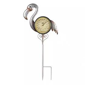 Poolmaster 445051045090 Flamingo Outdoor Thermometer Garden Stake And Backyard Decor