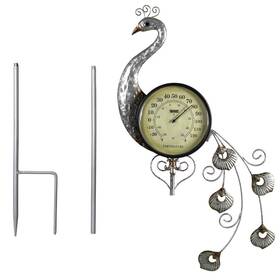 54581 Poolmaster Peacock Thermometer Outdoor Decoration Garden Stake Yard Art