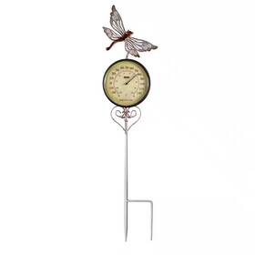 Poolmaster 705353951299 Dragonfly Outdoor Thermometer Garden Stake And Backyard Decor