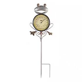 Poolmaster 744110139334 Frog Outdoor Thermometer Garden Stake And Backyard Decor