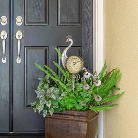 Poolmaster 744110947779 Peacock Outdoor Thermometer Garden Stake And Backyard Decor