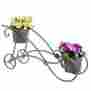 Pot698 Mygift Rustic Wheel Barrow Style Gray Metal Freestanding Plant Display Stand 26 Inch