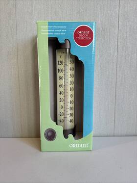 554291 Pottery Barn Conant Grande View Indoor Outdoor Wall Thermometer Bronze Patina