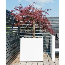 Pottery Pots 717775669166 Essential Block Square Planter Pot Indoor Outdoor Fiberstone Box 16-in