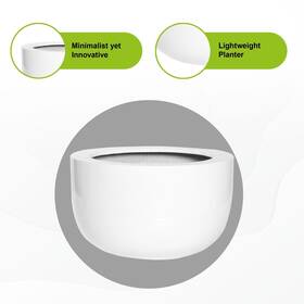 Pottery Pots Usa Inc. 717775668824 Sunny Fiberstone Indoor Outdoor Modern Round White 13 Inch X 7.9