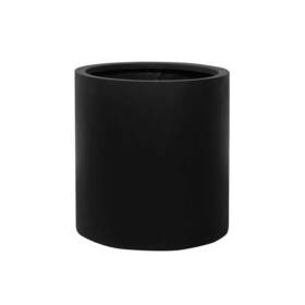 E1014-43-01 Potterypots Plant Pot 16.9 Inch Tall Medium Fiberstone Modern Round Planter Black