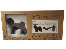 Pf0112 Potty Feet Bichon Frise Dog Set Of 3 Polyresin Bronzed Garden Plant Ornaments