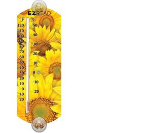 840-0056 Products Consumer Ezread Indoor/outdoor Thermometer With Sunflowers 10 Inch