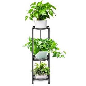 Us-vp1011 Ptmq 3 Tier Plant Stand Indoor Black Metal Corner Tall Stands For Multiple F