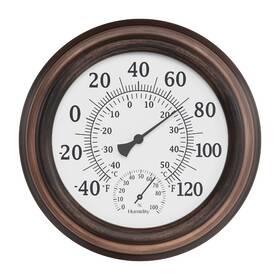 Pure Garden 192664179069 Wall Thermometer - 8-inch Decorative Indoor/outdoor Temperature And Hygromete
