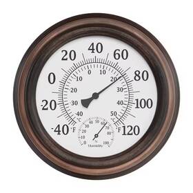 Pure Garden 445014845866 8 Inch Indoor/outdoor Wall Thermometer And Hygrometer Gauge In Bronze