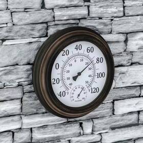 Pure Garden 445048731760 8 Inch Indoor/outdoor Wall Thermometer And Hygrometer Gauge In Bronze