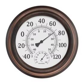 Pure Garden 445048894861 8 Inch Indoor/outdoor Wall Thermometer And Hygrometer Gauge In Bronze