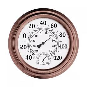 Pure Garden 744110291117 8 Inch Indoor/outdoor Wall Thermometer And Hygrometer Gauge In Copper