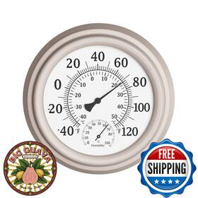 B08czvzff8 Pure Garden 8 Inch Wall Thermometer Hygrometer Indoor Outdoor Temp Humidity Gauge