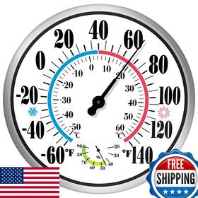 Pyntop B09q135d2v Indoor Outdoor Thermometer - Large 12 Inch Patio Garden Wall Stainless Steel