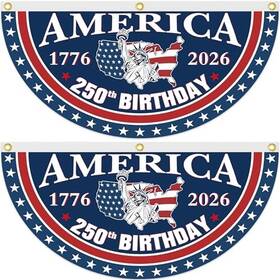 Pziauot Gfhw-573 2pcs 250 Anniversary Usa Fan Flag 1.5x3 Ft 250th Birthday Bunting America