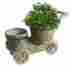 Qi003122 Cart Planter Unbranded Barrel Planters Wooden Wagon Antique Finish Brown Flower Patio Deck