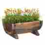 Qi003140 Unbranded Large Aged Looking Wooden Half Barrel Flower Planter Indoor Outdoor