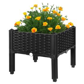 Quickway Imports 651355229945 Rattan Raised Garden Bed Flower Planter Brown