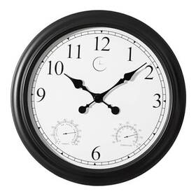 Qi004731 Quickway Imports 24-inch Large Outdoor Wall Clock Thermometer 24 Inch Black Decorated Frame
