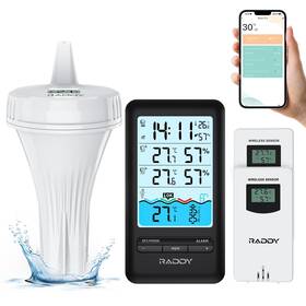 892420901 Raddy Pt-3 Wi-fi Pool Thermometer Floating Easy Read With 2 Additional Remote Senso