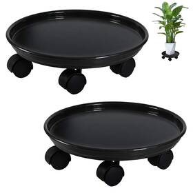 Rakeyva 345932215987 Plant Caddy With Wheels 14 Inch Black Large Flower Pot Mover 2pcs Resin Round 360