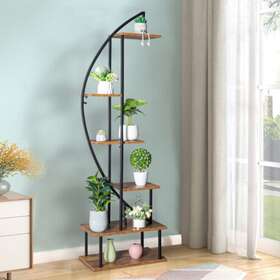 09809 Reliu 2x Plant Stand Detachable Indoor 6 Tier Flower Shelf Holder Half Moon Shape