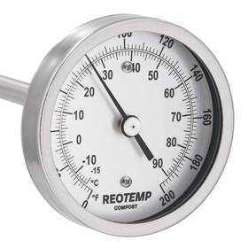 Reotemp 853850002232 Heavy Duty Compost Thermometer - Fahrenheit And Celsius 24 Inch Stem Made