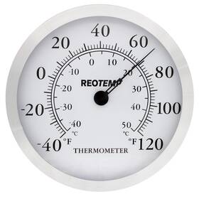 Wt12 Reotemp 853850002355 12 Inch Modern Analog Wall Thermometer With Brushed Aluminum Metal