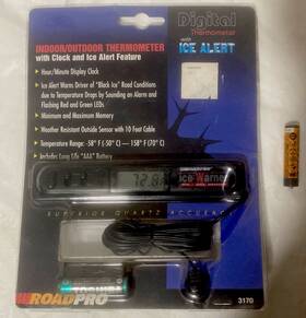 Road Pro 045464031702 Digital Indoor Outdoor Garden Car Thermometer With Ice Alert Nos