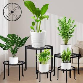 Roadwater 725086717733 5 Pack Metal Plant Stand For Outdoor Indoor Plants Heavy Duty Flower Pot Sta