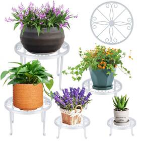 Roadwater 725086717795 5 Pack White Metal Plant Stand For Outdoor Indoor Plants Bronze Heavy Duty Fl