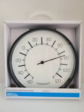 Room Essentials 757456080864 Outdoor/indoor Wall Thermometer 10 Inch Round Matte Black Finish